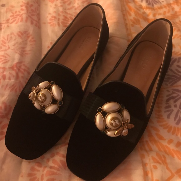 gucci black velvet shoes